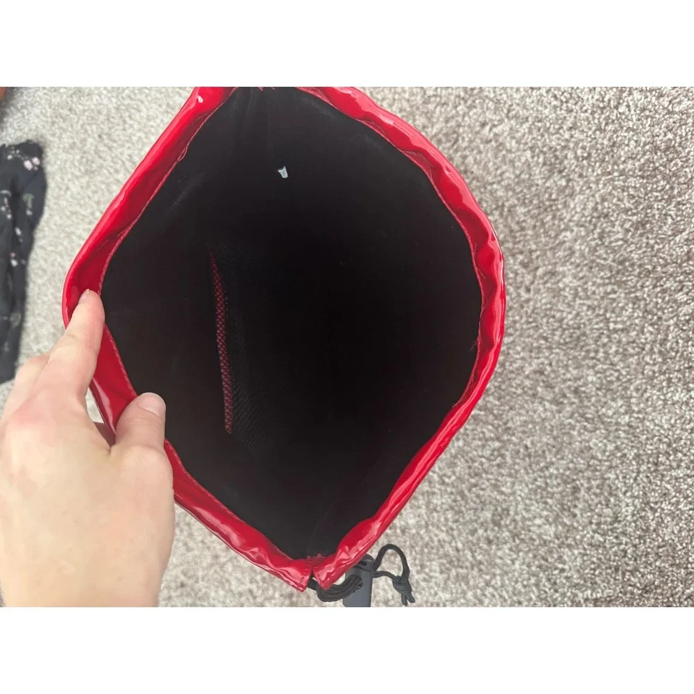 Sun Mountain‎ Red Patent Vinyl Drawstring Pouch Bag Organizer Pouch